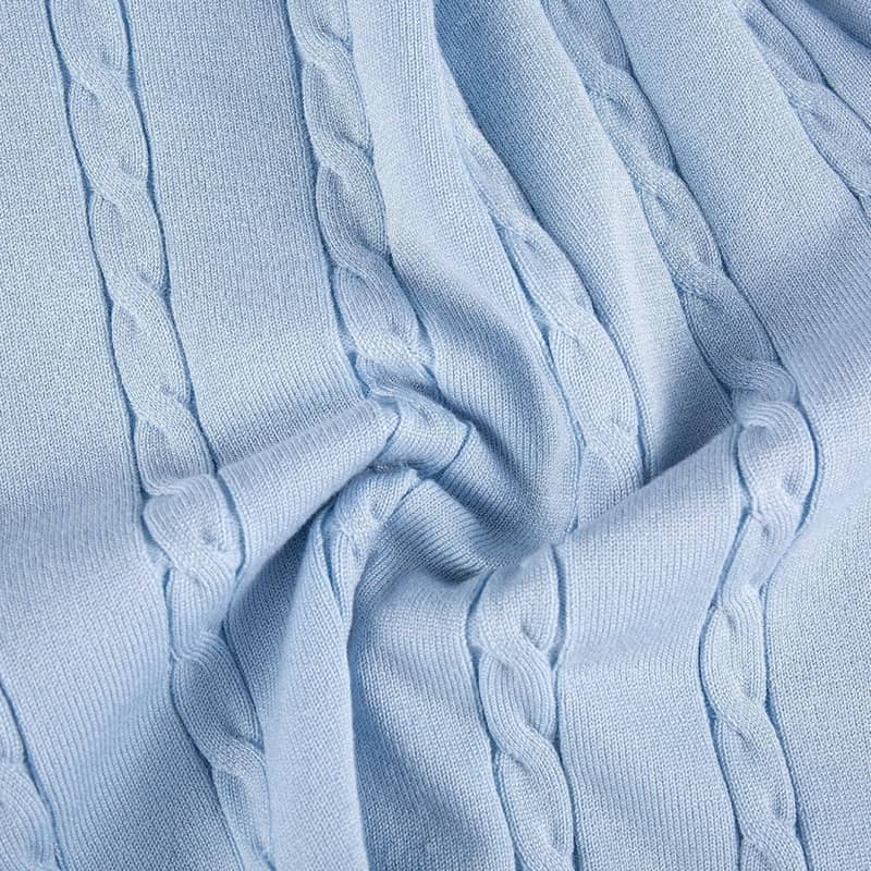 Blue Acrylic Jacquard Elastic Rib Knitted Clothing Fabric