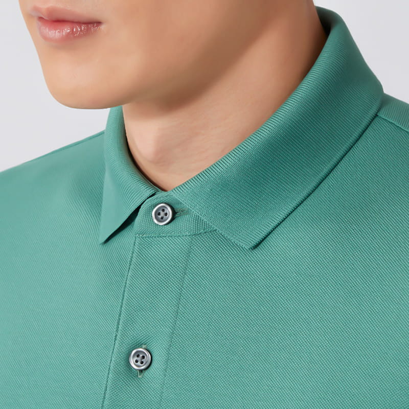 Men's Short Sleeve Polo Shirt Ribbed Knit Collar